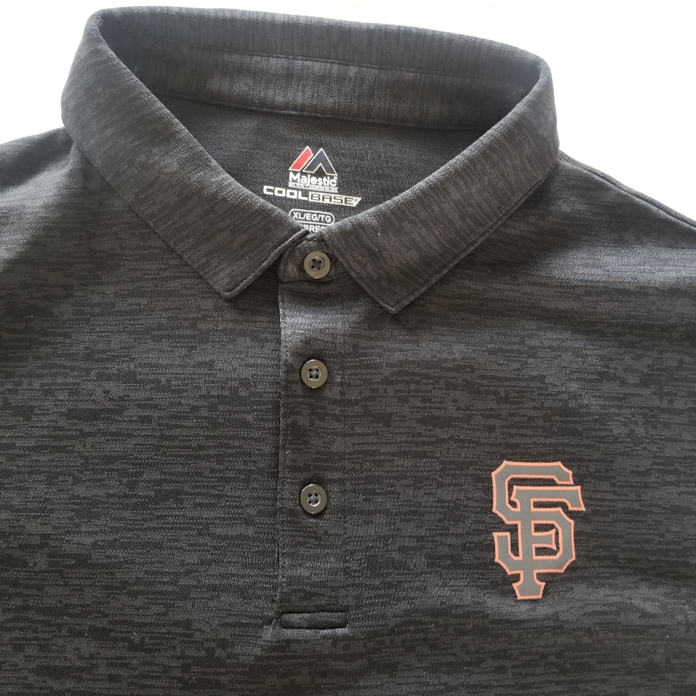 SF Giants Majestic XL Gray Short Sleeve Polo Shirt